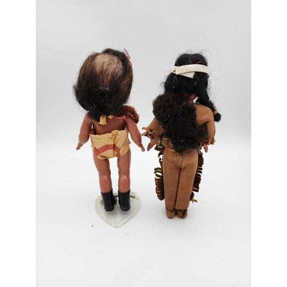 Vintage Sleeping Eye Dolls Native American & Hawaiian & Knickerbocker Doll Stand - Picture 3 of 14